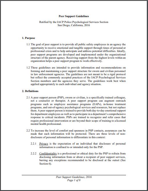 Peer Support Guidelines